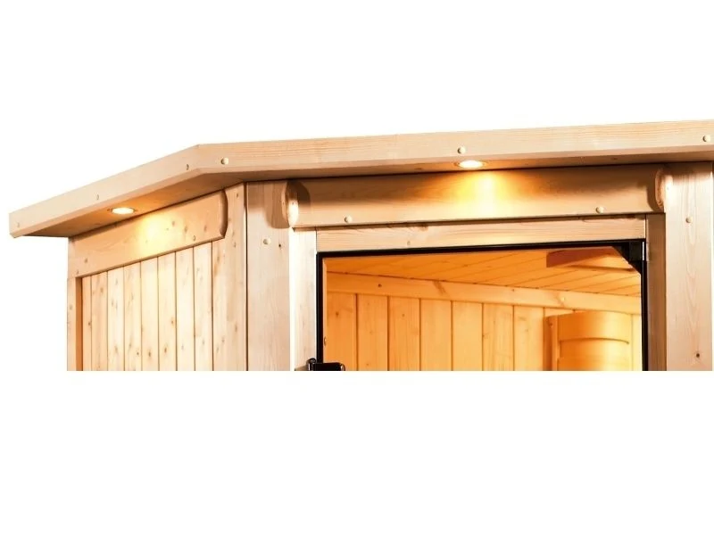 Karibu Sauna Lotta mit 9 kW Ofen integr. Strg und Dachkranz 38 mm - Image 4