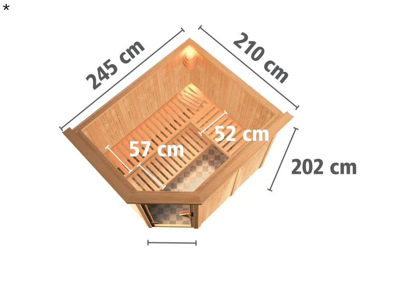 Karibu Sauna Malin inkl. 9-kW-Ofen mit externer Steuerung, mit Dachkranz, mit energiesparender Sauna - Image 3