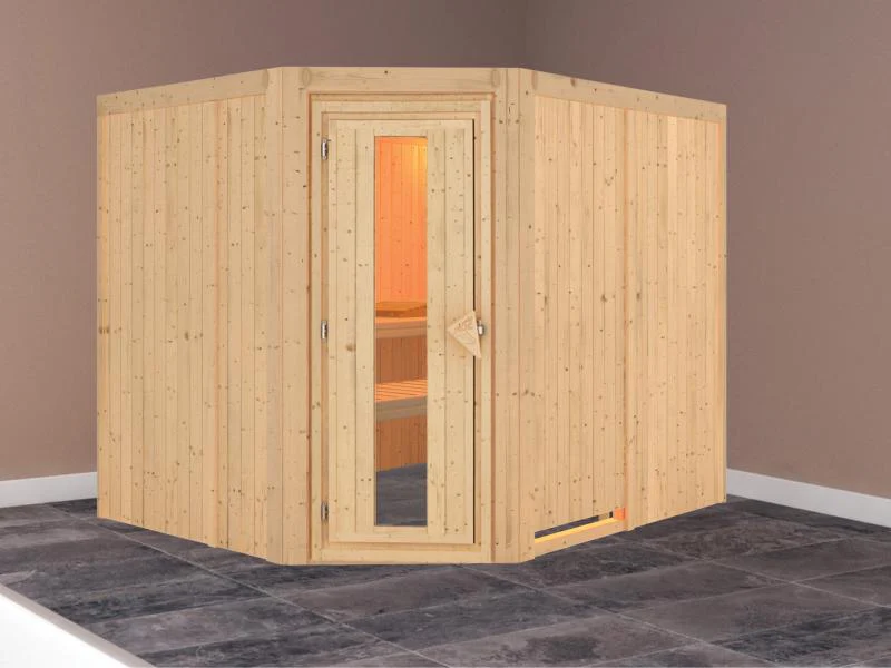 Karibu Sauna Malin ohne Ofen, ohne Dachkranz, mit energiesparender Saunatür - Image 2