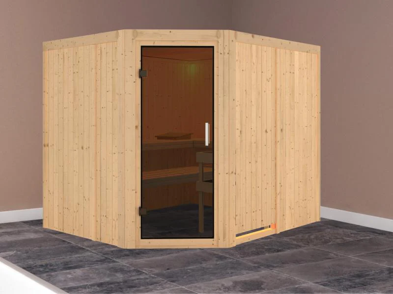 Karibu Sauna Malin ohne Ofen, ohne Dachkranz, mit moderner Saunatür - Image 2