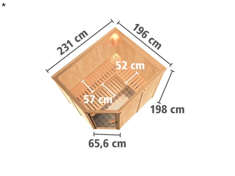 Karibu Sauna Malin ohne Ofen, ohne Dachkranz, mit moderner Saunatür - Image 3