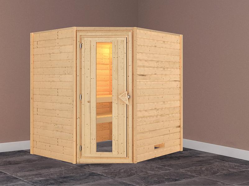 Karibu Sauna Mia 38 mm ohne Dachkranz- ohne Ofen- energiesparende Tür - Image 2
