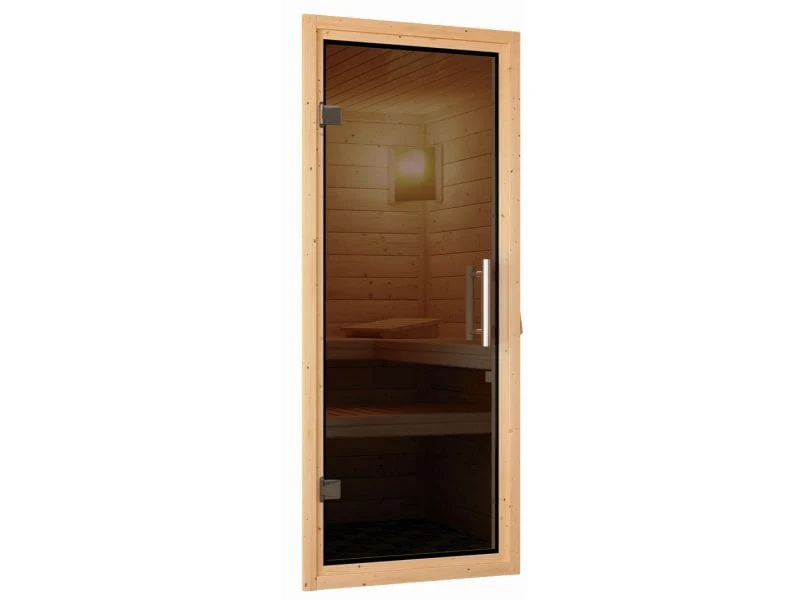 Karibu Sauna Mia inkl. 9 kW Bioofen ext. Steuerung, mit moderner Saunatür -ohne Dachkranz- - Image 7