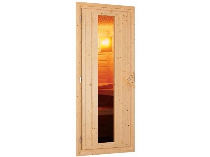 Karibu Sauna Mia inkl. 9 kW Ofen ext. Steuerung, mit energiesparender Saunatür -mit Dachkranz- - Image 7