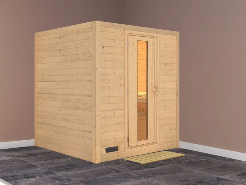 Karibu Sauna Mojave ohne Ofen, ohne Dachkranz, mit energiesparender Saunatür - Image 2