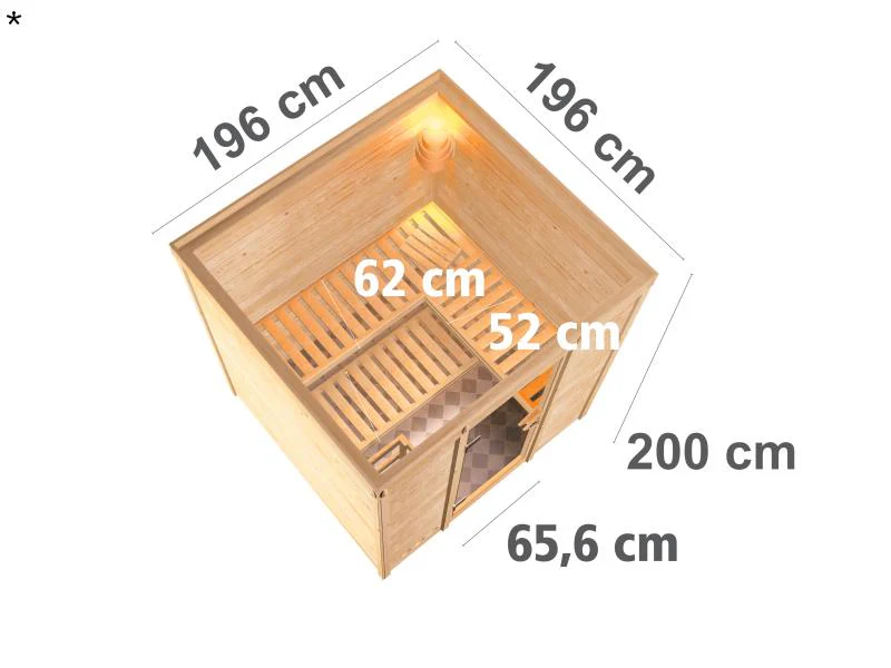 Karibu Sauna Mojave ohne Ofen, ohne Dachkranz, mit moderner Saunatür - Image 3