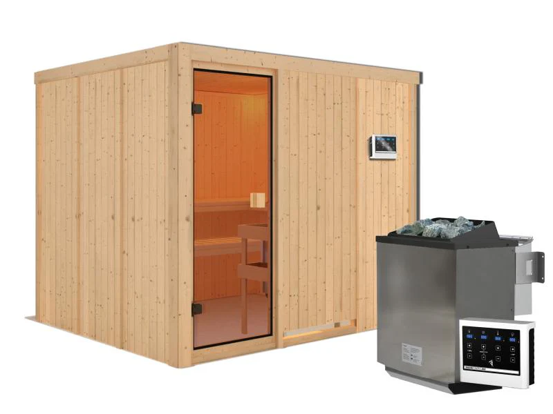 Karibu Sauna Nybro 68 mm inkl. 9 kW Bioofen ext. Strg - Image 2