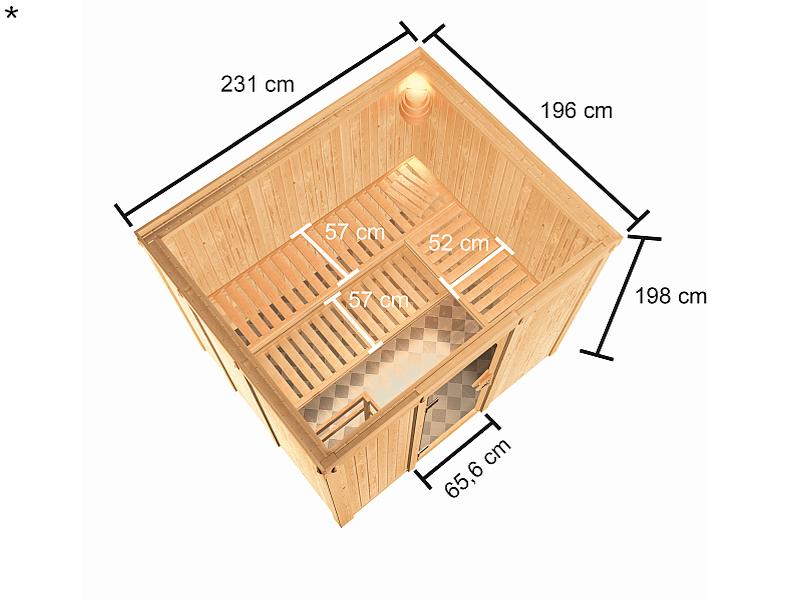 Karibu Sauna Nybro 68 mm inkl. 9 kW Ofen ext. Strg - Image 3