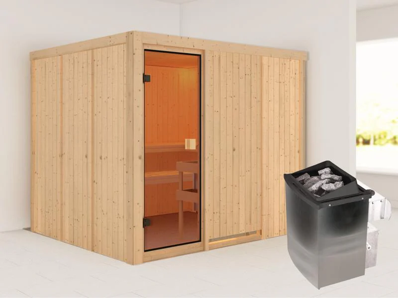 Karibu Sauna Nybro 68 mm inkl. 9 kW Ofen integr. Strg