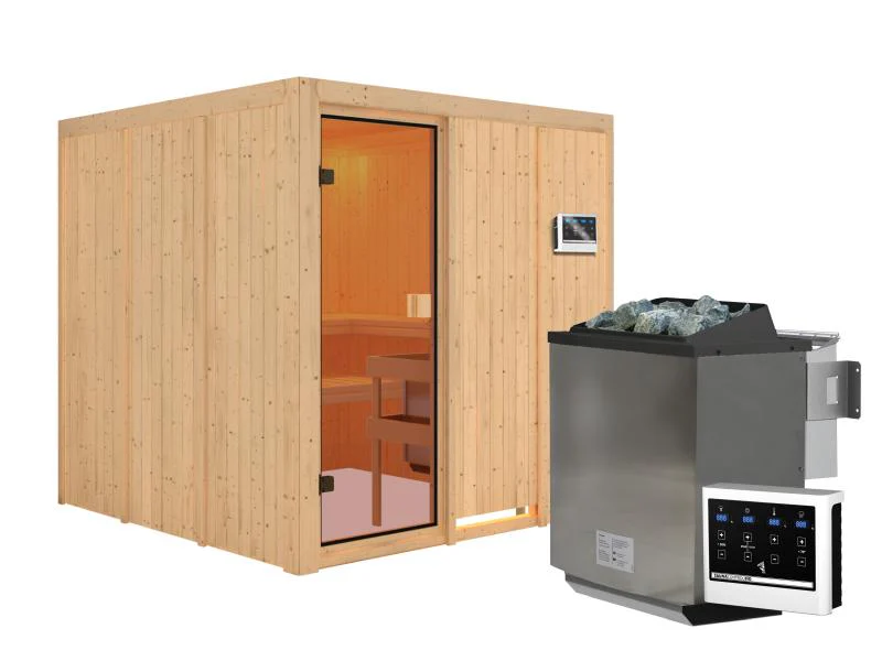 Karibu Sauna Oulu 68 mm inkl. 9 kW Bioofen externe Steuerung - Image 2