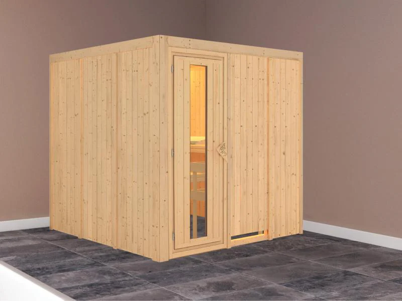 Karibu Sauna Rodin ohne Ofen, ohne Dachkranz, mit energiesparender Saunatür - Image 2