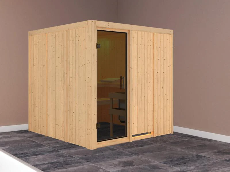 Karibu Sauna Rodin ohne Ofen, ohne Dachkranz, mit moderner Saunatür - Image 2
