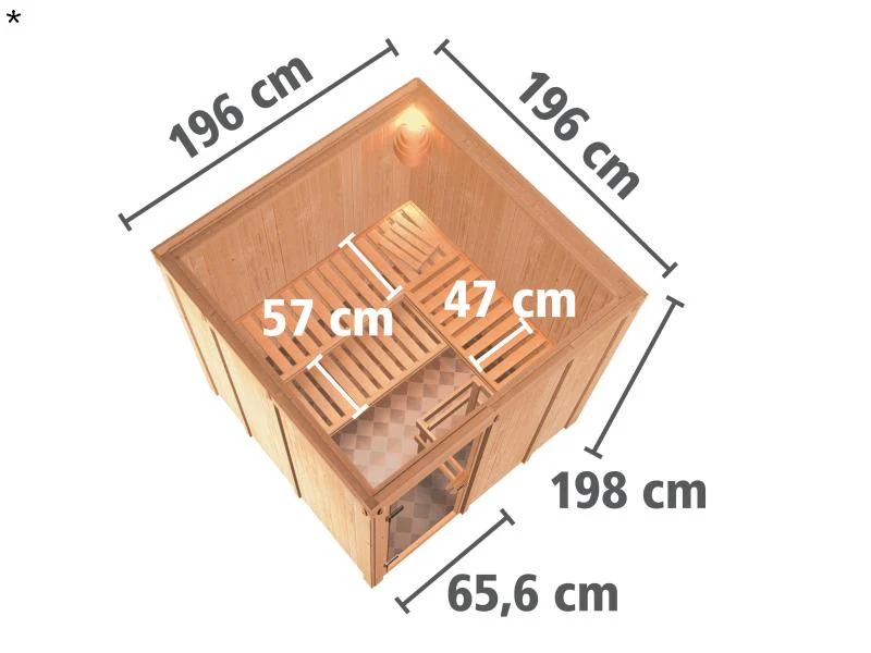 Karibu Sauna Rodin ohne Ofen, ohne Dachkranz, mit moderner Saunatür - Image 3