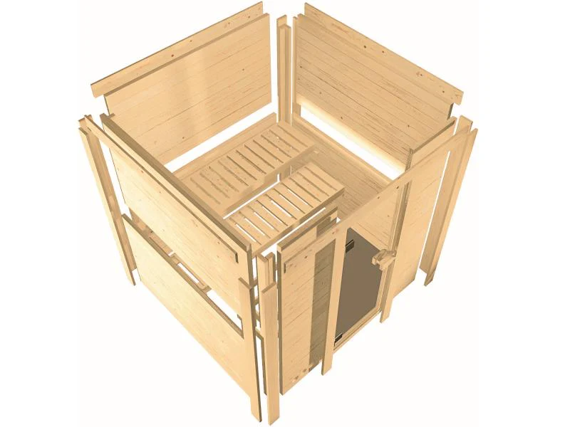 Karibu Sauna Sahib 1, inkl. 9 kW Bioofen ext. Steuerung, mit klassischer Tür -ohne Dachkranz- - Image 9