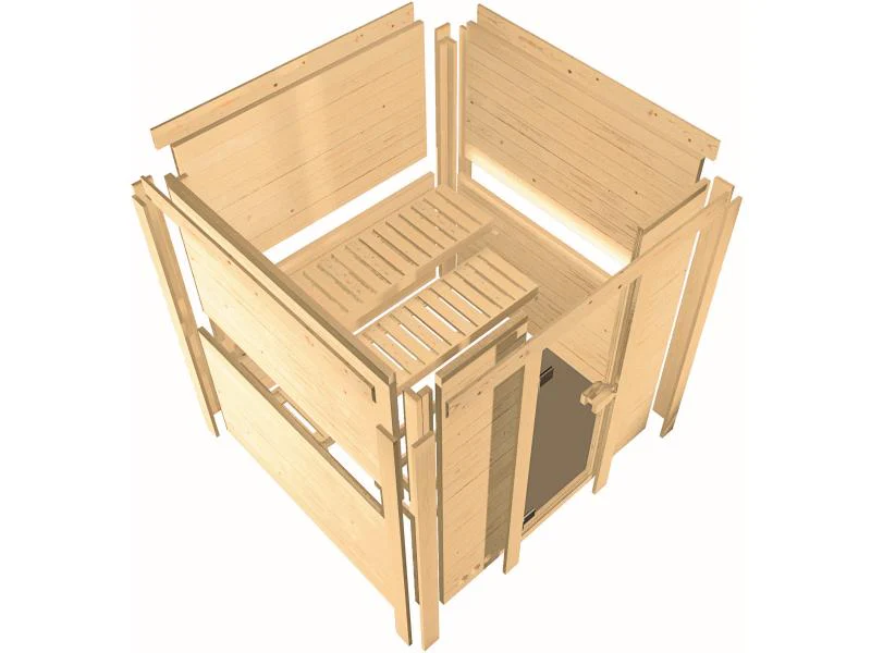 Karibu Sauna Sahib 1 inkl. 9 kW Ofen integr. Steuerung, mit moderner Saunatür -ohne Dachkranz- - Image 10