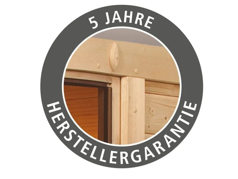 Karibu Sauna Sahib 1 inkl. 9 kW Ofen mit ext. Steuerung, mit Klarglas-Ganzglastür -mit Dachkranz- - Image 11