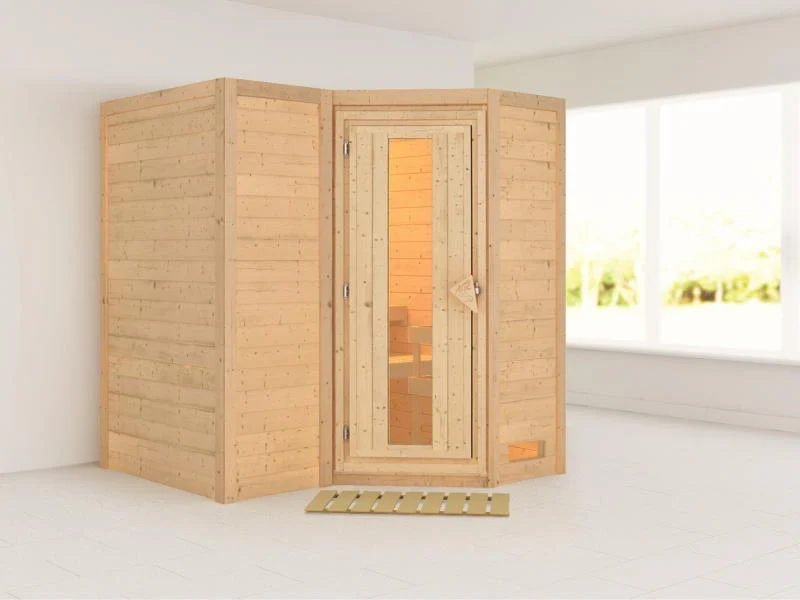 Karibu Sauna Sahib 1, ohne Ofen, mit energiesparender Saunatür -ohne Dachkranz- - Image 2