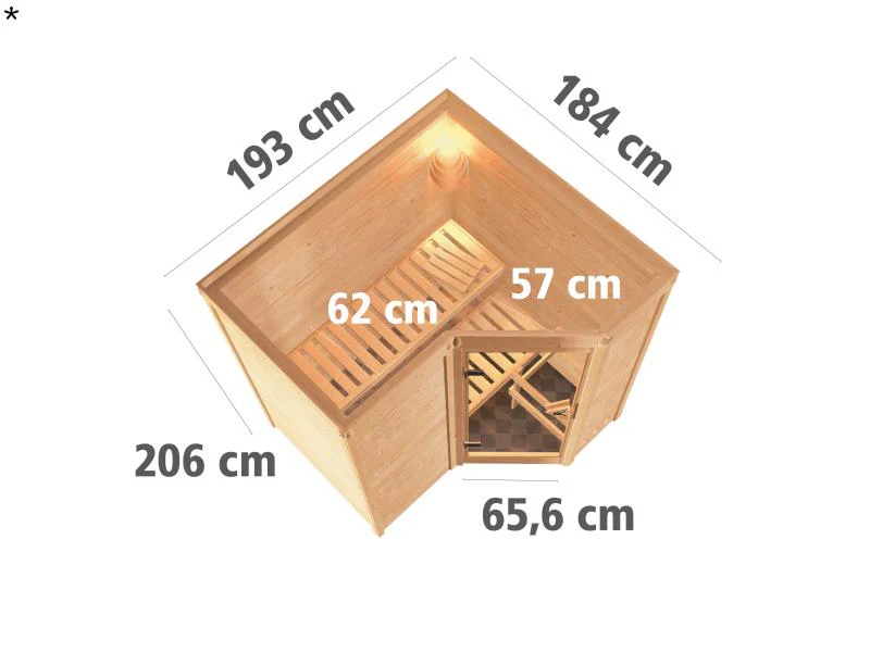 Karibu Sauna Sahib 1 ohne Ofen,  mit moderner Saunatür -ohne Dachkranz- - Image 3