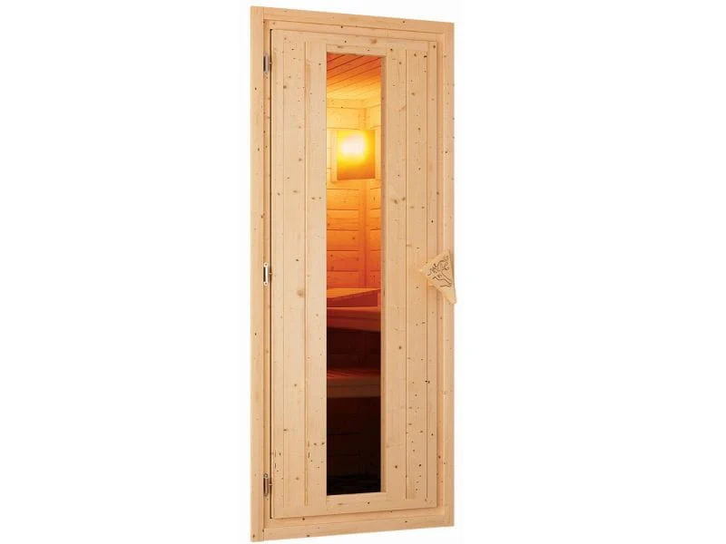 Karibu Sauna Sahib 2 inkl. 9-kW-Ofen mit interner Steuerung, mit Dachkranz, mit energiesparender Sau - Image 4