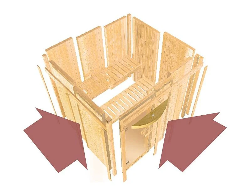 Karibu Sauna Sahib 2 inkl. 9-kW-Ofen mit interner Steuerung, ohne Dachkranz, mit energiesparender Sa - Image 10
