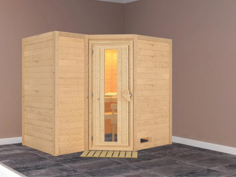 Karibu Sauna Sahib 2 ohne Ofen, ohne Dachkranz, mit energiesparender Saunatür - Image 2