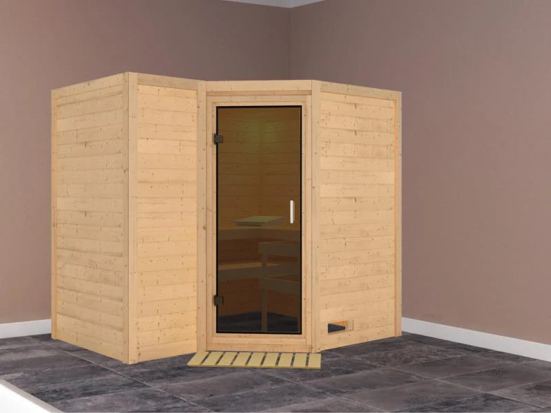 Karibu Sauna Sahib 2 ohne Ofen, ohne Dachkranz, mit moderner Saunatür - Image 2