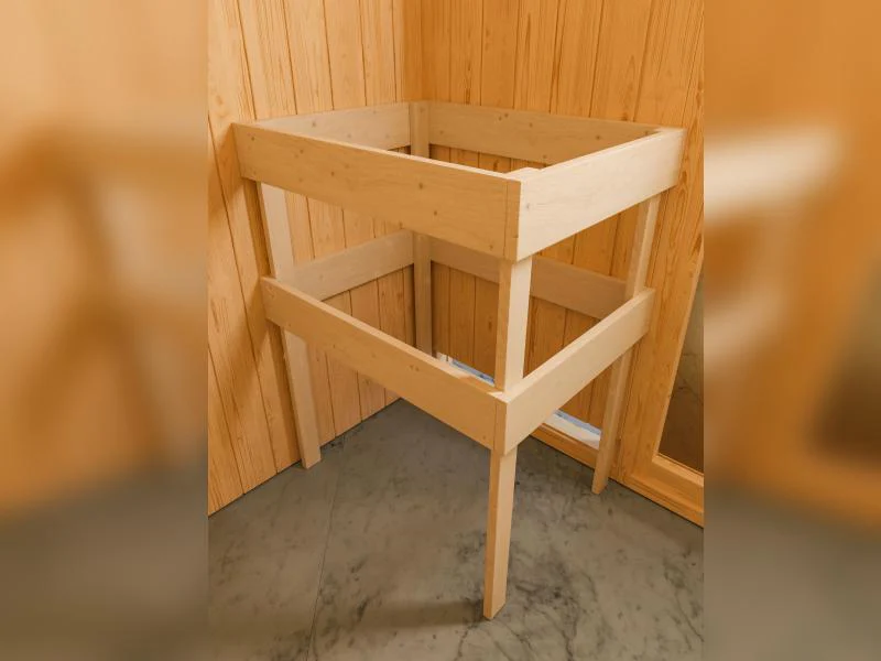 Karibu Sauna Sandra inkl. 9 kW Ofen ext. Steuerung mit klassischer Saunatür -mit Dachkranz- - Image 8