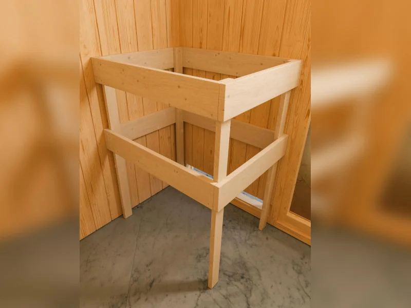 Karibu Sauna Sandra inkl. 9 kW Ofen integr. Steuerung, mit klassicher Tür -mit Dachkranz- - Image 8