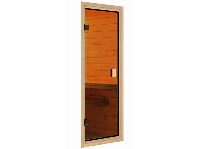 Karibu Sauna Sandra inkl. 9 kW Ofen integr. Steuerung mit klassischer Saunatür -ohne Dachkranz- - Image 6