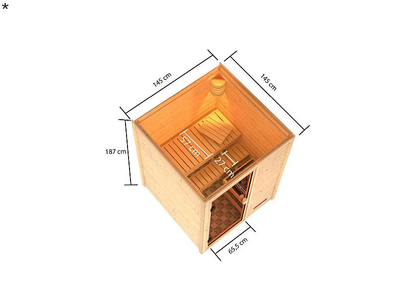 Karibu Sauna Sandra mit 3,6 kW Bioofen ext. Strg - Image 3