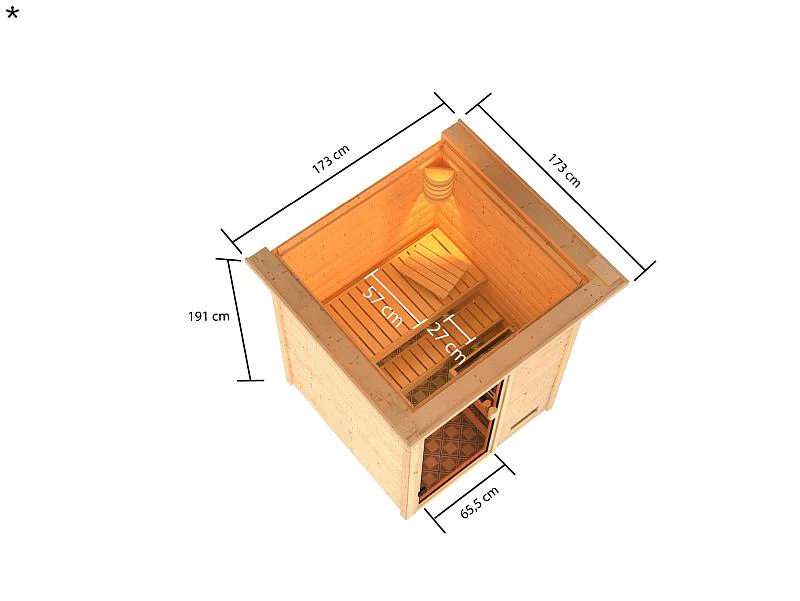 Karibu Sauna Sandra mit 3,6 kW Ofen ext. Strg und Dachkranz 38 mm - Image 3