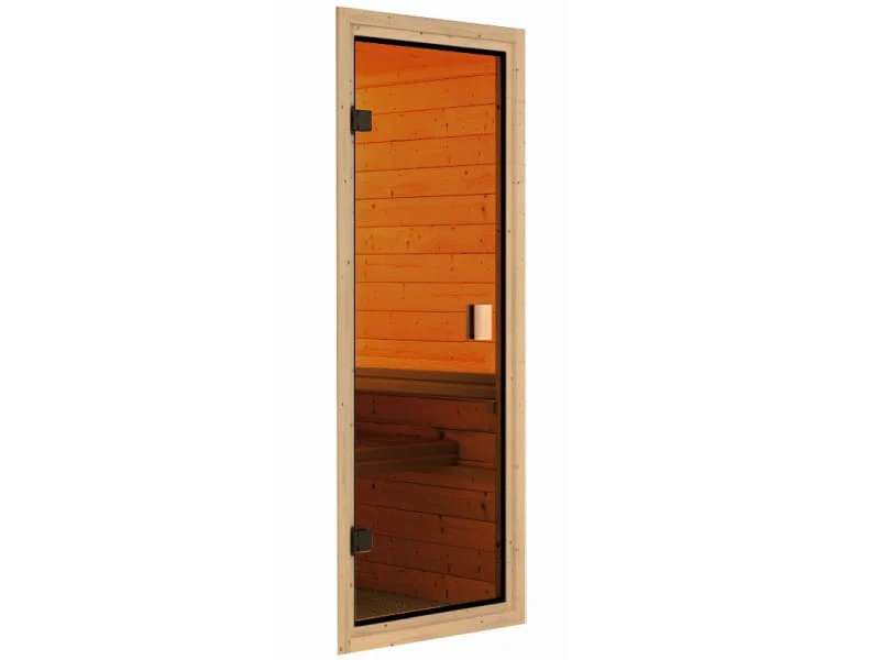 Karibu Sauna Selena inkl. 9 kW Ofen integr. Steuerung mit klassischer Saunatür -ohne Dachkranz- - Image 6