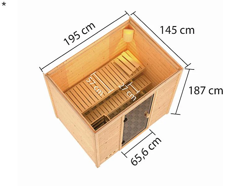 Karibu Sauna Selena mit 3,6 kW Bioofen ext. Strg 38 mm - Image 3