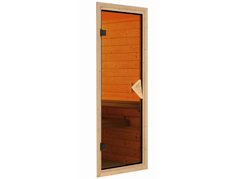 Karibu Sauna Siirin inkl. 9 kW Bioofen ext. Steuerung mit klassischer Saunatür - ohne Dachkranz - - Image 6