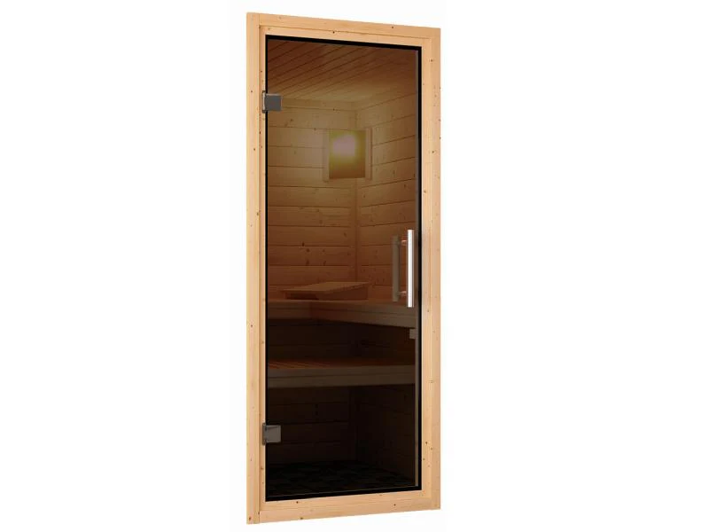Karibu Sauna Siirin inkl. 9 kW Bioofen ext. Steuerung mit moderner Saunatür -ohne Dachkranz- - Image 6