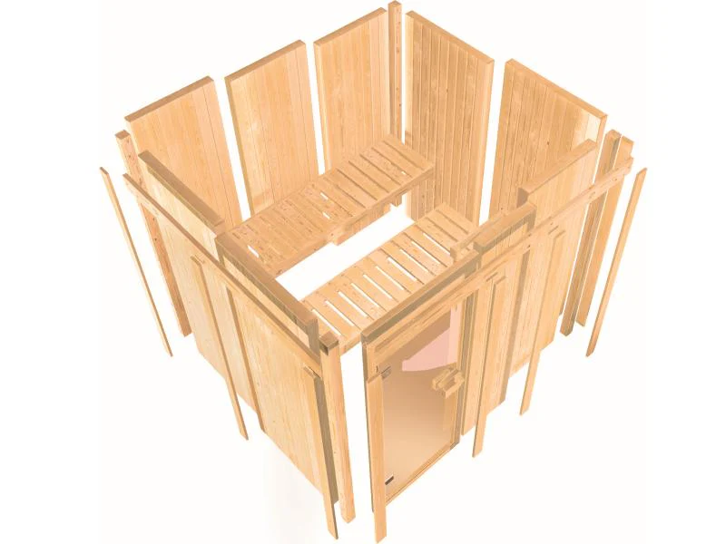 Karibu Sauna Siirin inkl. 9 kW Ofen integr. Steuerung mit klassischer Tür - ohne Dachkranz - - Image 8
