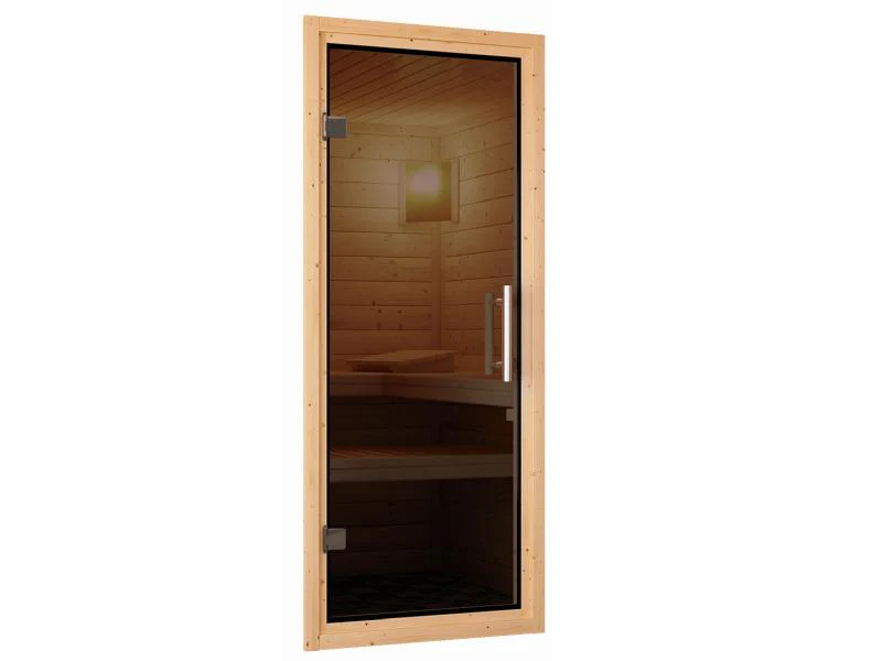 Karibu Sauna Siirin inkl. 9 kW Ofen mit externer Steuerung mit moderner Saunatür -ohne Dachkranz- - Image 6