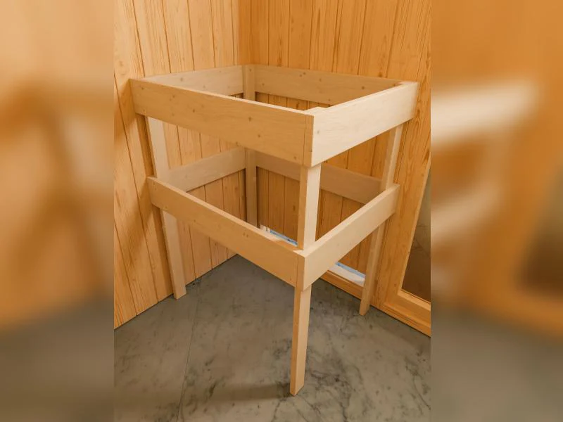 Karibu Sauna Siirin inkl. 9kW Ofen mit ext. Steuerung mit Klarglas Ganzglastür -mit Dachkranz- - Image 7
