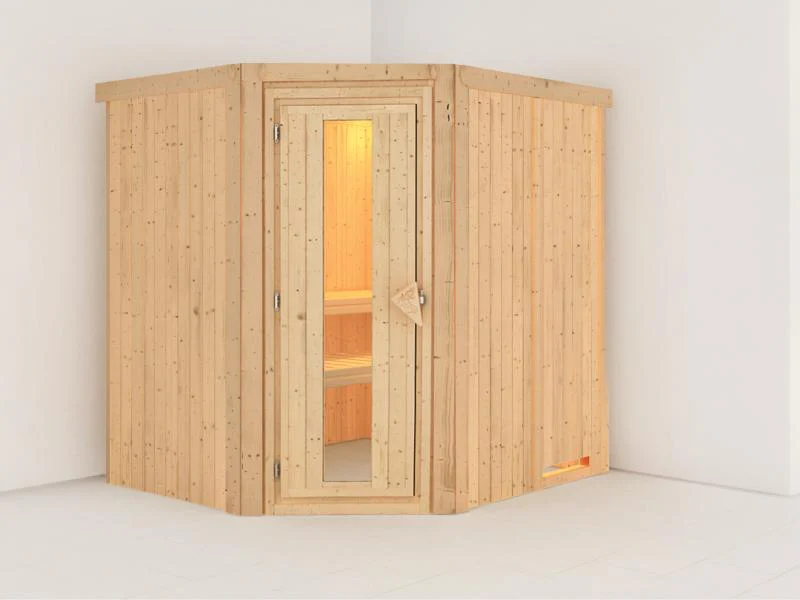 Karibu Sauna Siirin ohne Ofen, ohne Dachkranz, mit energiesparender Saunatür