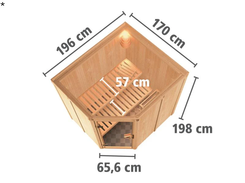 Karibu Sauna Siirin ohne Ofen, ohne Dachkranz, mit moderner Saunatür - Image 3