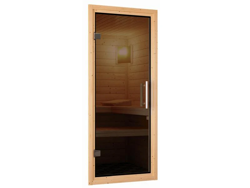 Karibu Sauna Sodin inkl. 9 kW Ofen ext. Steuerung mit moderner Saunatür - ohne Dachkranz - - Image 5
