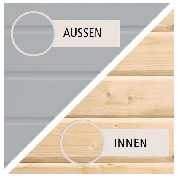 Karibu Sauna Sodin ohne Ofen in lichtgrau, ohne Dachkranz, mit Klarglas Ganzglastür - Image 4
