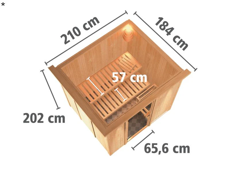 Karibu Sauna Sodin ohne Ofen, mit Dachkranz, mit energiesparender Saunatür - Image 3