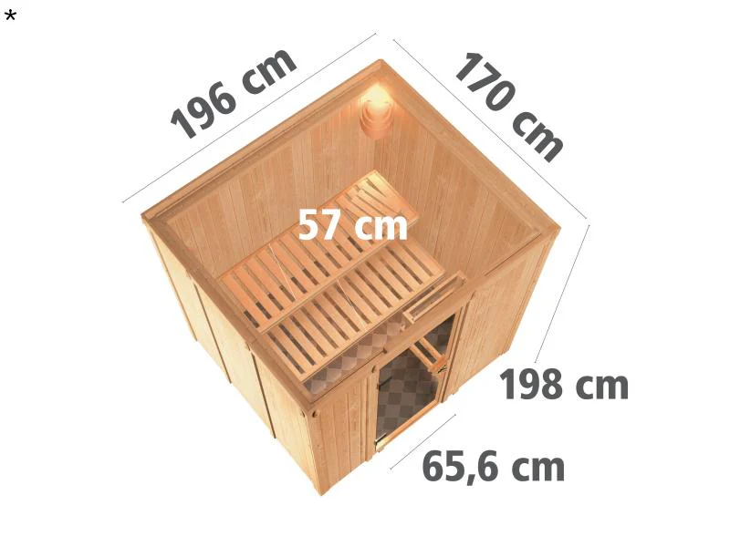 Karibu Sauna Sodin ohne Ofen, ohne Dachkranz, mit energiesparender Saunatür - Image 3