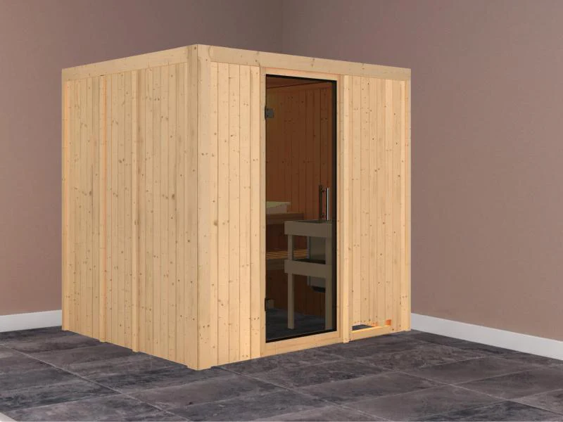 Karibu Sauna Sodin ohne Ofen, ohne Dachkranz, mit moderner Saunatür - Image 2