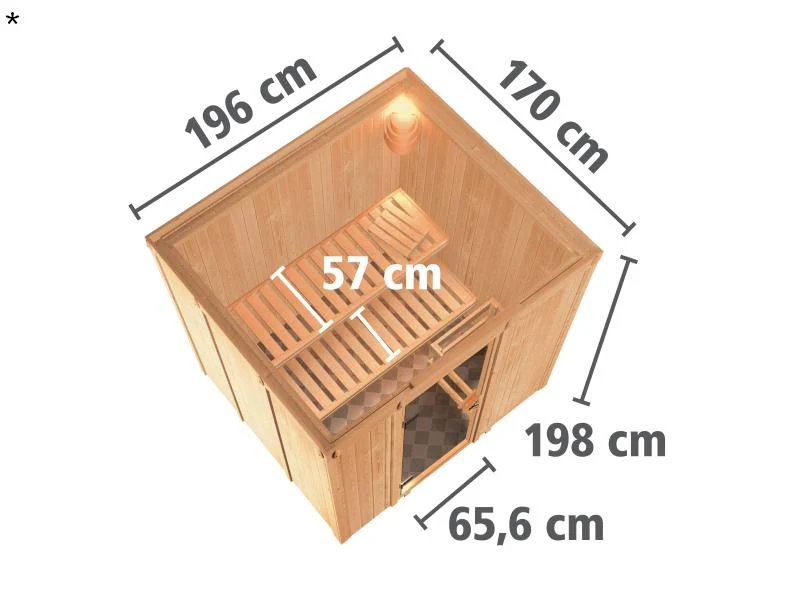 Karibu Sauna Sodin ohne Ofen, ohne Dachkranz, mit moderner Saunatür - Image 3