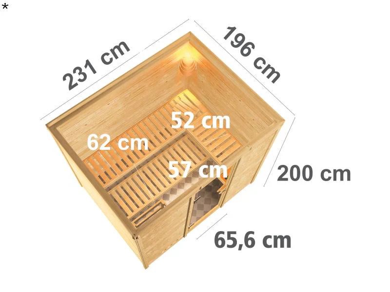 Karibu Sauna Sonara ohne Ofen, ohne Dachkranz, mit moderner Saunatür - Image 3