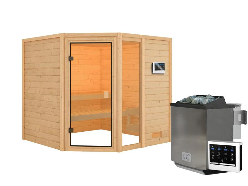 Karibu Sauna Tabea mit 9 kW Bioofen ext. Strg 38 mm - Image 2