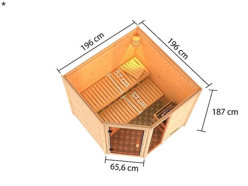 Karibu Sauna Tabea mit 9 kW Bioofen ext. Strg 38 mm - Image 3