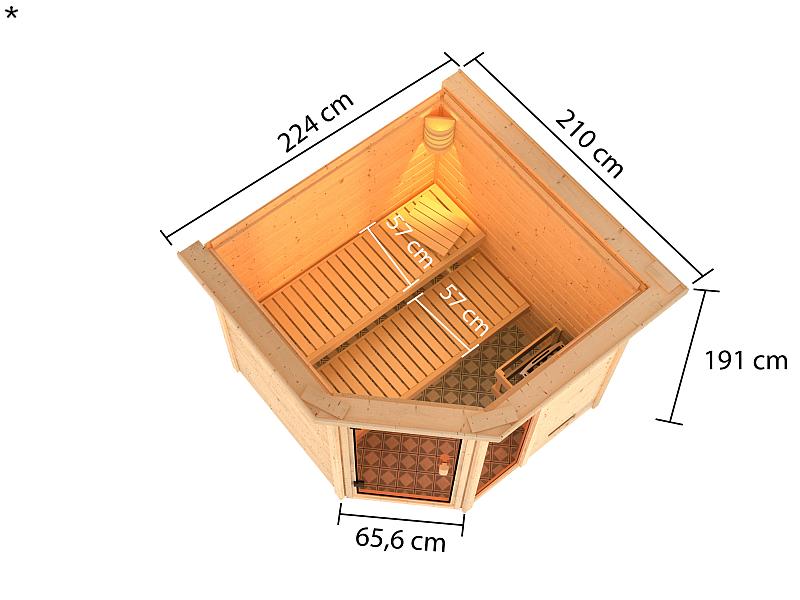Karibu Sauna Tabea mit 9 kW Bioofen ext. Strg und Dachkranz 38 mm - Image 3